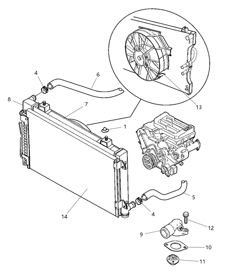 2001 Chrysler Prowler Label-COOLANT Warning Diagram for 52028399