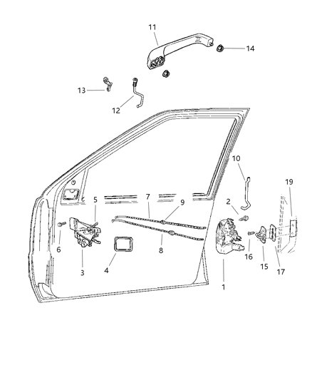 1998 Jeep Grand Cherokee Handle-Door I/S BRT Left Diagram for 55295967