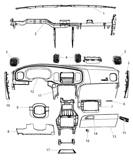 2011 Dodge Charger Bezel-Instrument Cluster Diagram for 68105721AA