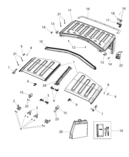 2021 Jeep Gladiator Bracket-Latch Diagram for 68290524AA