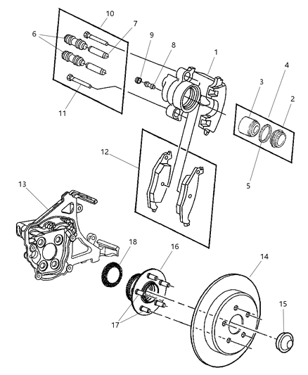 2004 Dodge Neon Brakes, Rear Disc Diagram