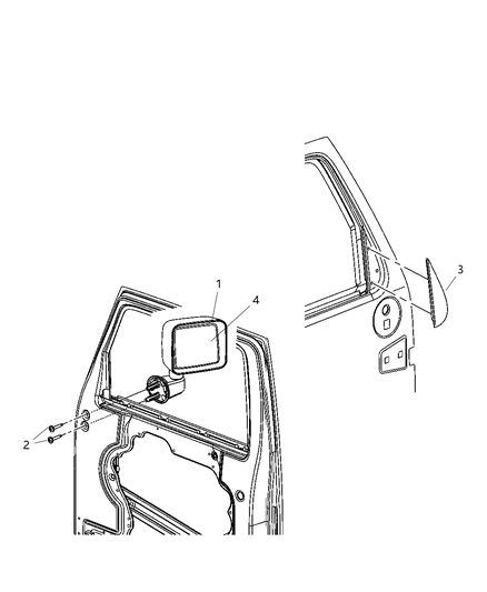 2007 Jeep Wrangler Glass-Mirror Replacement Diagram for 68004535AA