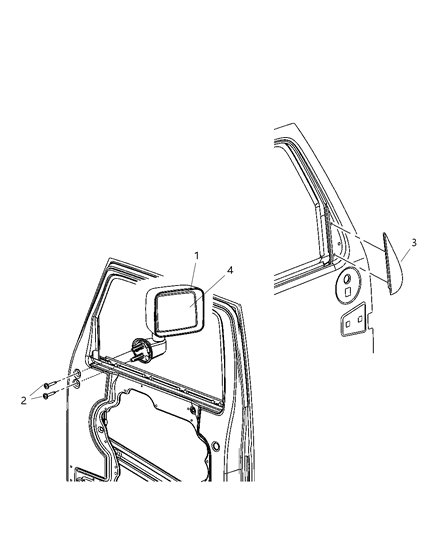 2007 Jeep Wrangler Mirror, Exterior Diagram