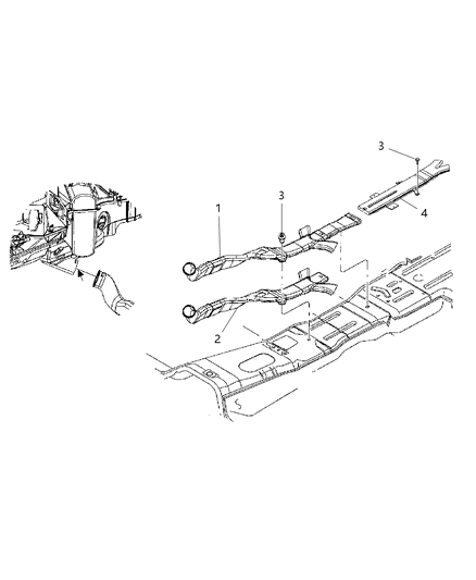 2002 Dodge Durango Air Ducts, Rear Diagram