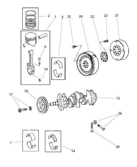 2000 Chrysler Concorde Crankshaft , Piston And Torque Converter Diagram 2