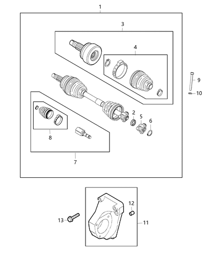 2015 Jeep Renegade Axle Half Shaft Diagram for 68254471AA