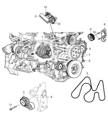 2012 Ram 3500 Alternator & Related Parts Diagram