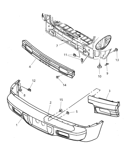 2001 Chrysler PT Cruiser Rear Bumper Cover Diagram for 5017870AA