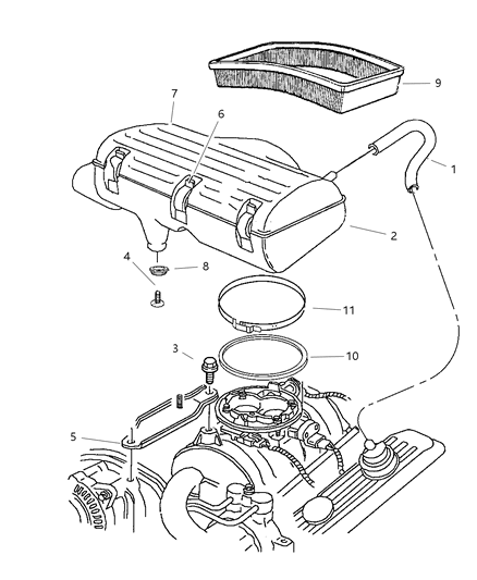 2002 Dodge Ram 2500 Quad & Club Cab Air Cleaner Diagram 1