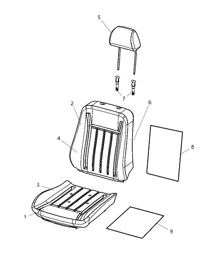 2005 Dodge Durango HEADREST-Front Diagram for ZW161D1AA