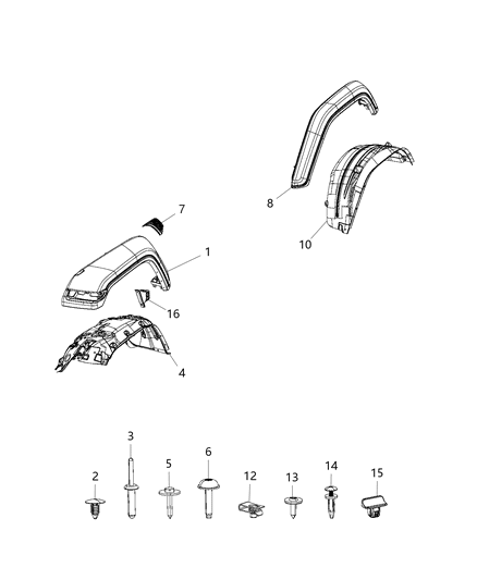 2019 Jeep Wrangler Molding-Wheel Opening Flare Diagram for 6AD76RXFAC