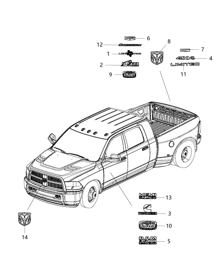 2015 Ram 3500 Nameplate Diagram for 68140350AB