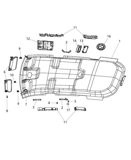 2011 Dodge Journey Headliner Diagram for 1UK40HDAAA