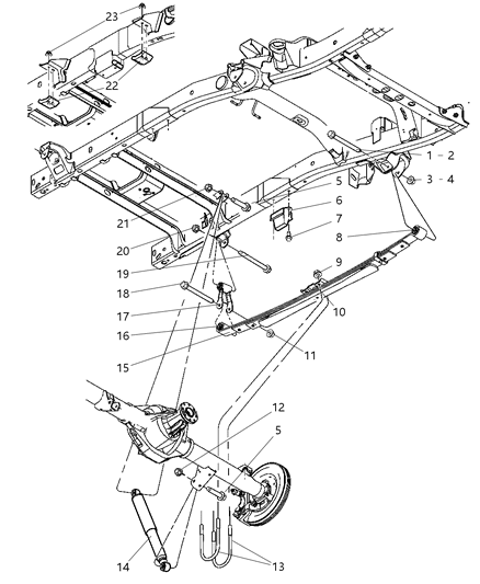 2007 Dodge Ram 3500 Pickup Suspension - Rear Leaf With Shock Absorber Diagram