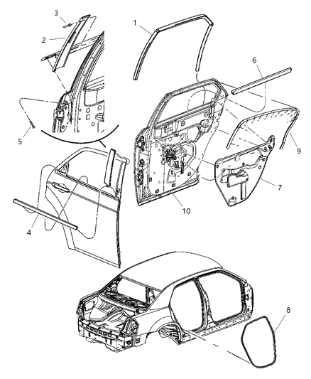 2007 Chrysler 300 WEATHERSTRIP-Rear Door Belt Diagram for 4805808AG