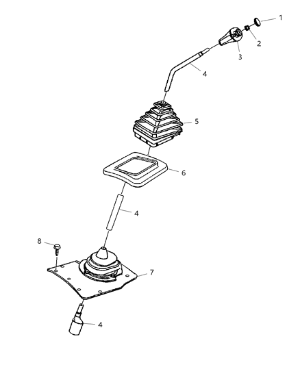 2004 Jeep Wrangler Lever-Gearshift Diagram for 52109727AA