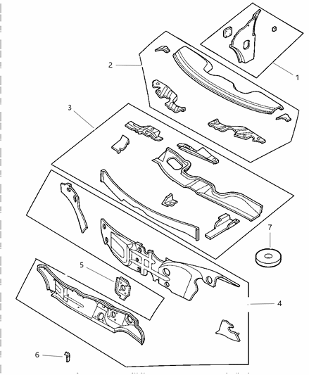 2001 Chrysler 300M COWL Panel-COWL PLENUM Lower Diagram for 4580363AG