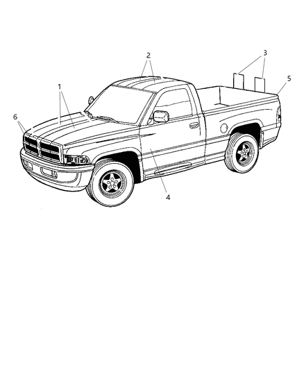 1998 Dodge Ram 1500 Tape Kit Grille Diagram for 4897181AA