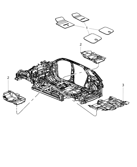 2016 Dodge Journey Carpet-Front Floor Diagram for 1WW91DX9AA