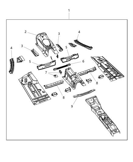 2018 Dodge Charger Pan-Front Floor Diagram for 68043494AQ