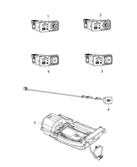 2016 Jeep Cherokee U Connect Media & Charging Center Diagram