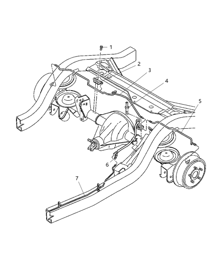 2003 Jeep Wrangler Brake Lines & Hoses, Rear Diagram 1