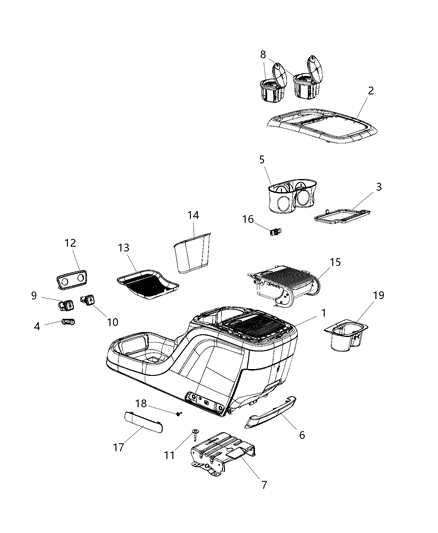 2019 Chrysler Pacifica CUPHOLDER-Console Diagram for 6EK26PD2AA