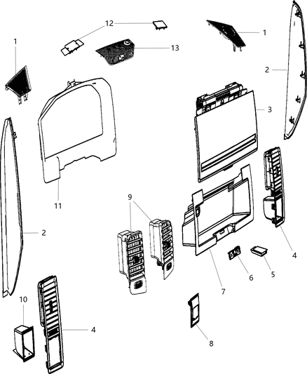 2015 Ram 3500 Pickup Instrument Panel Trim Diagram 2