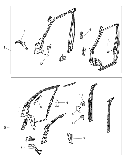 2002 Dodge Ram Wagon Panel-Body Side Door Diagram for 55359177AF