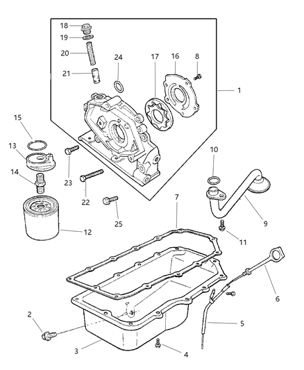 2002 Chrysler Sebring Sedan & Convertible Engine Oiling Diagram 1
