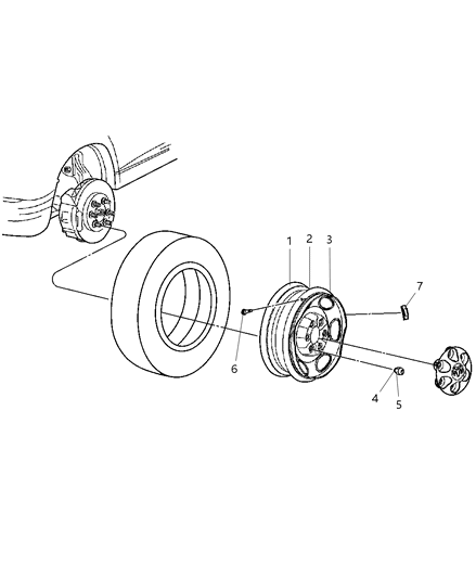 2003 Dodge Dakota Aluminum Wheel Diagram for 5HF01PAKAA