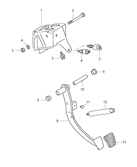 1997 Chrysler Sebring Brake Pedals Diagram 2