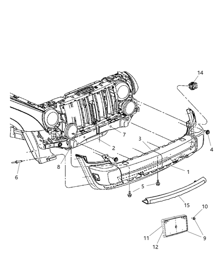 2006 Jeep Liberty Front Bumper Cover Diagram for 5JU74BDLAC