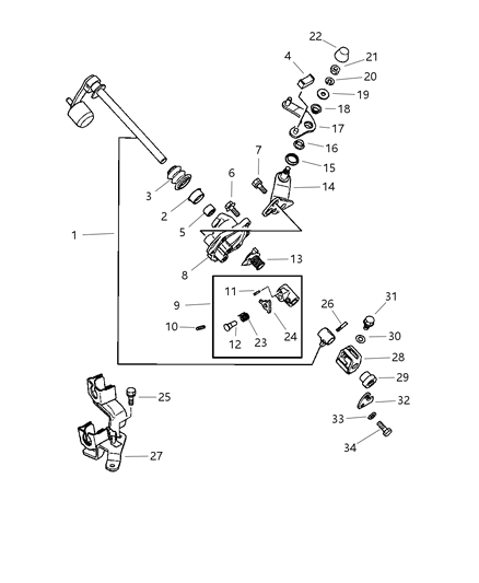 2004 Chrysler Sebring Coupe Lever Shaft & Related Parts Diagram 1