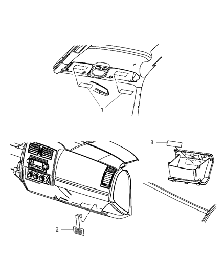 2007 Dodge Dakota Instrument Panel - Visor & Trim Diagram