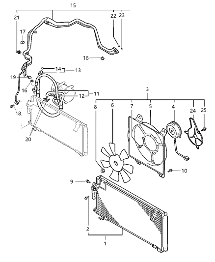 2001 Dodge Stratus Condenser, Plumbing And Hoses Diagram