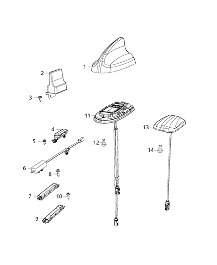 2018 Chrysler 300 Antenna-Cable & Base Assembly Diagram for 5ZW43JRYAA