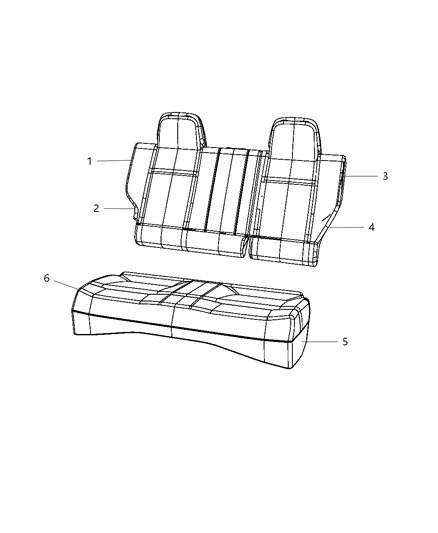 2011 Jeep Compass Rear Seat Cushion Cover Diagram for 1VZ78JA6AA