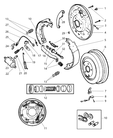 2001 Jeep Cherokee Brakes, Rear Diagram 2