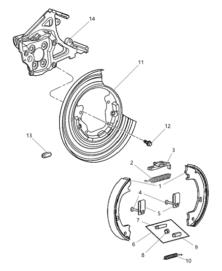 2004 Dodge Intrepid Brake Assembly, Parking Diagram