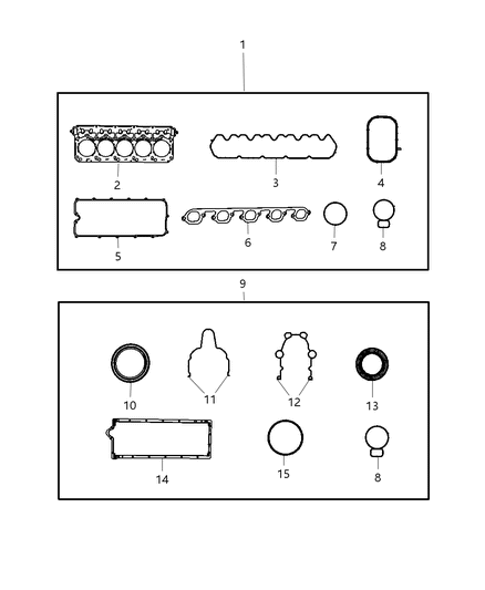 2009 Dodge Viper Engine Gasket Kits Diagram