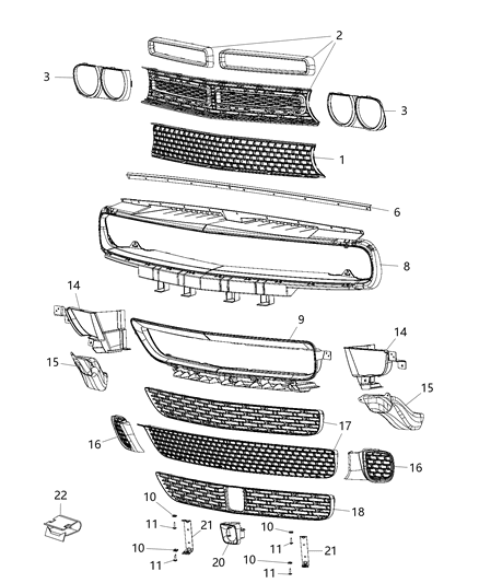 2018 Dodge Challenger Bracket-Grille Diagram for 68319308AA