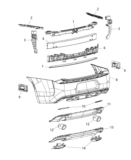 2019 Chrysler 300 Fascia, Rear Diagram