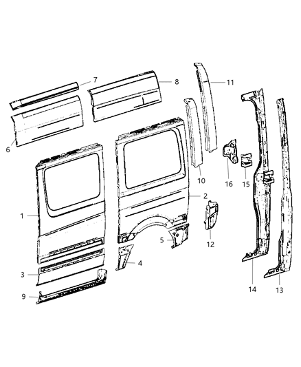 2009 Dodge Sprinter 2500 Side Outer Panel Diagram 5