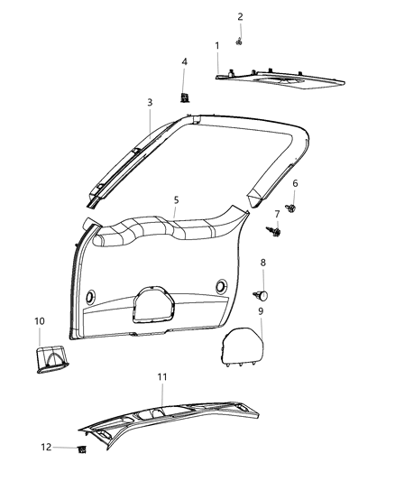 2015 Dodge Durango Liftgate Trim Panels And Scuff Plate Diagram