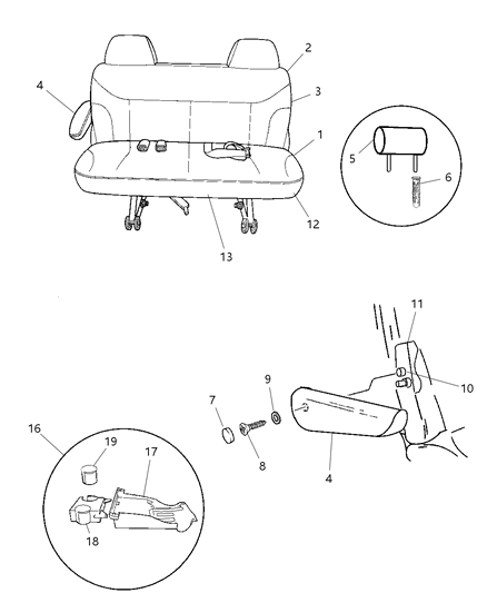 2004 Dodge Grand Caravan Rear Seat - 2 Passenger Diagram