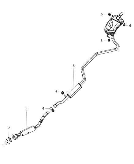 2020 Dodge Journey Front Exhaust Manifold And Catalytic Converter Diagram for 57008527AA