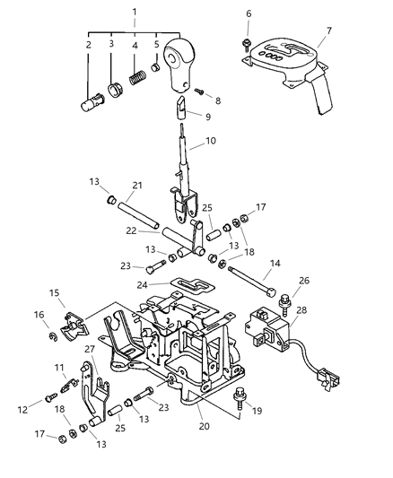2002 Dodge Stratus Coupe Controls, Gearshift - Lever Diagram 2