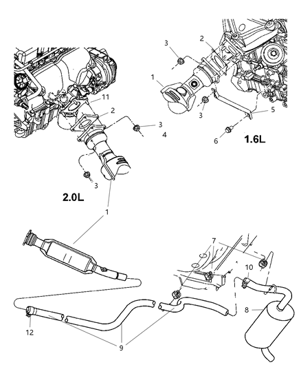 2004 Chrysler PT Cruiser Catalytic Converter Diagram for 5278850AE