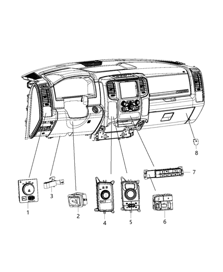 2013 Ram 1500 Switches - Instrument Panel Diagram